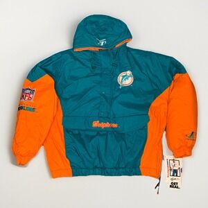 VTG 90s Miami Dolphins Pro Line Logo Athletic Pullover Puffer Jacket Size XL NWT
